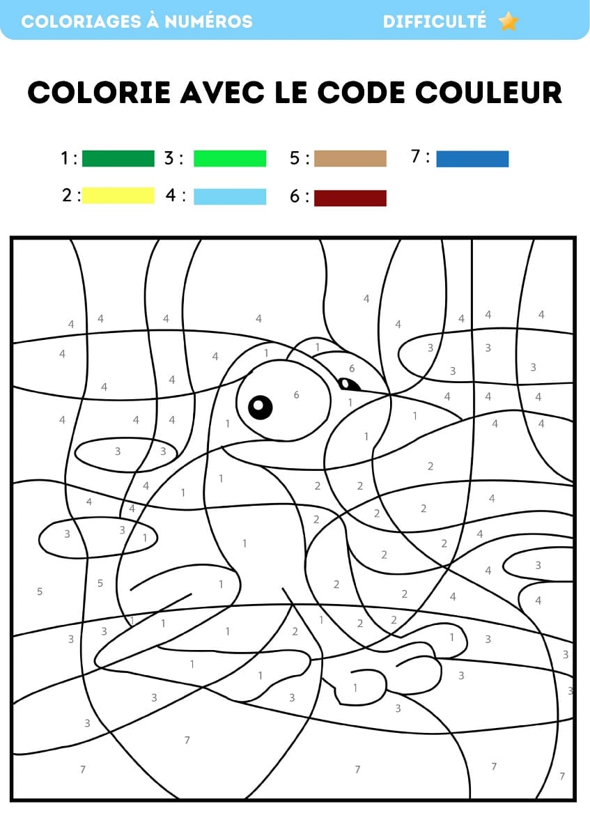 coloriage grenouille code couleur