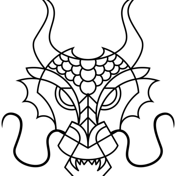 masque de dragon à colorier