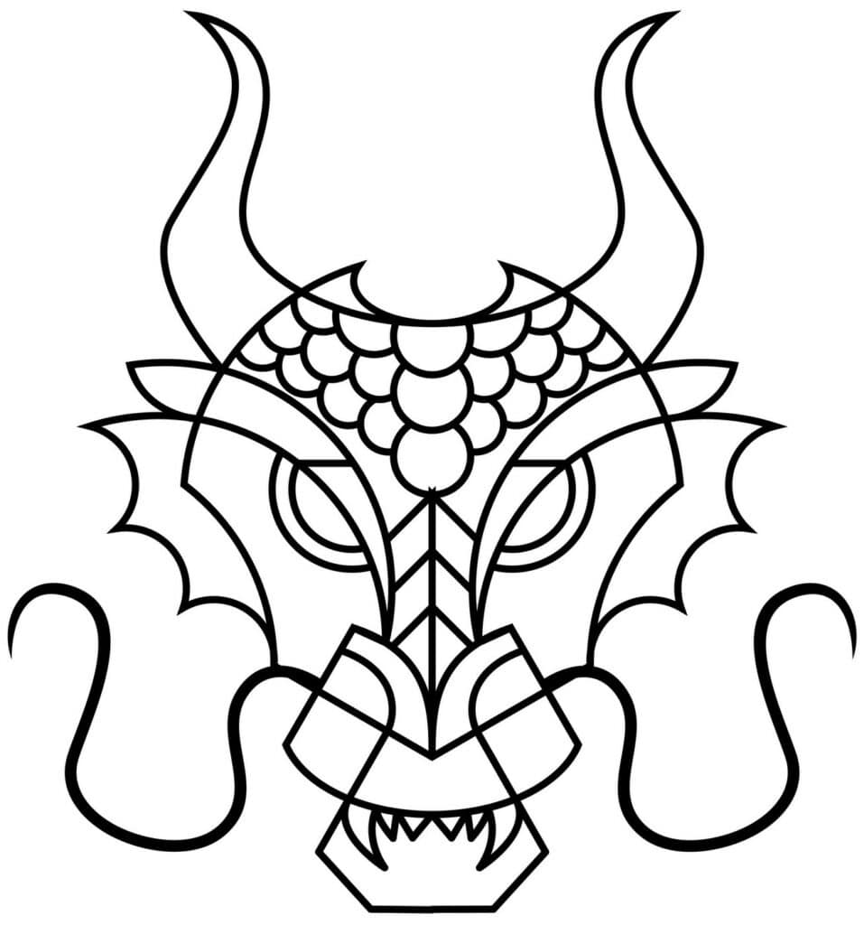masque de dragon à colorier