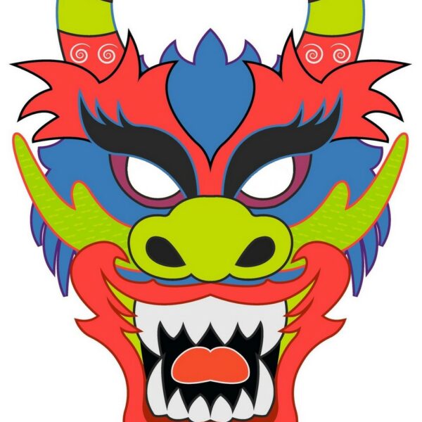 masque de dragon coloré