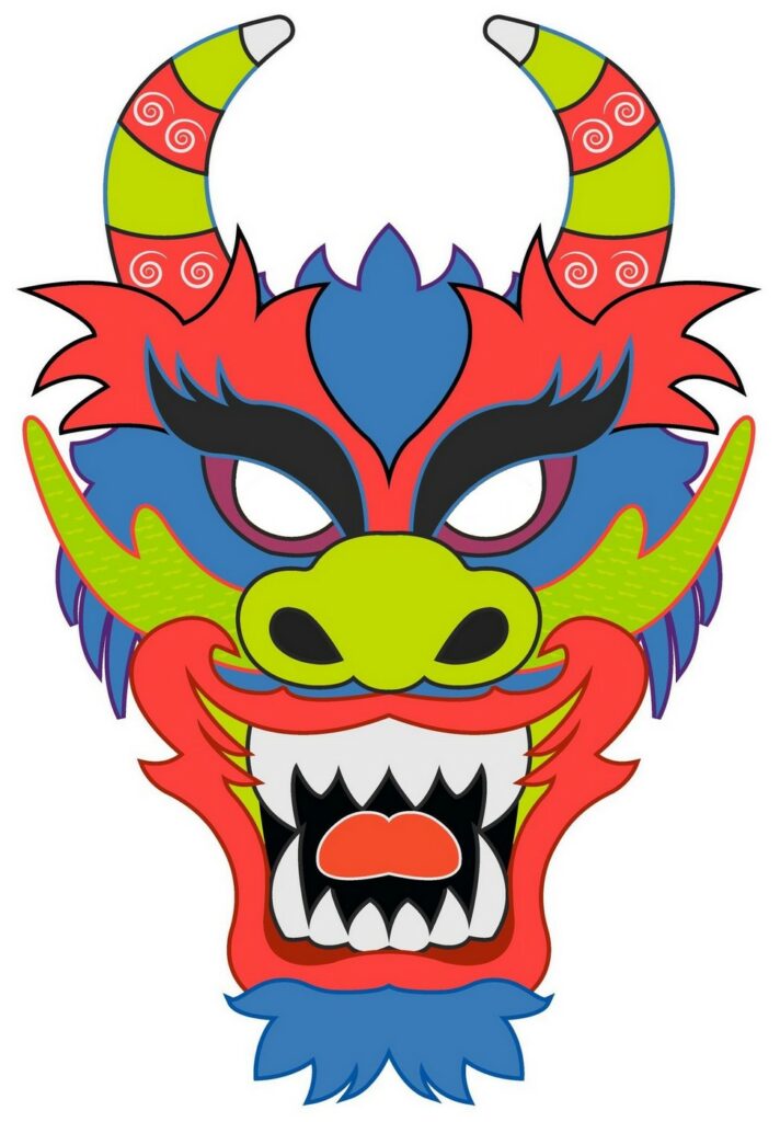 masque de dragon coloré