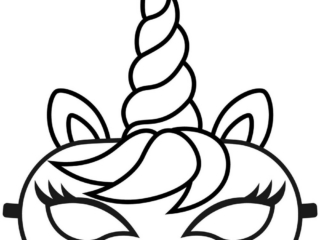 masque de licorne &agrave; colorier