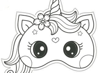 masque licorne &agrave; colorier