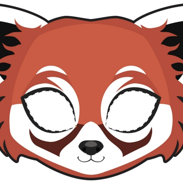 masque panda roux à imprimer