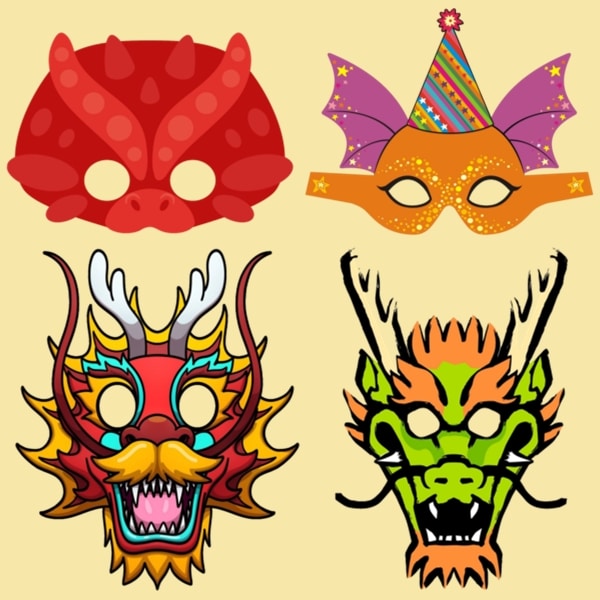 masques de dragon à imprimer