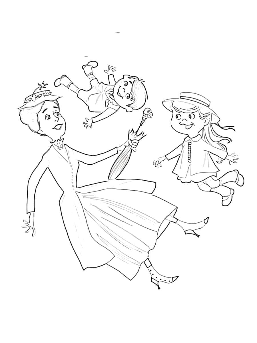 mary poppins coloriage