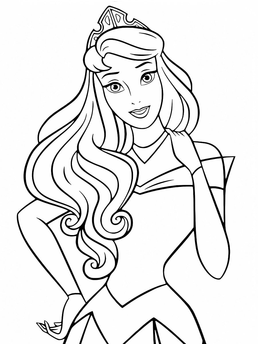 Voici un beau coloriage de Aurore, la princesse Disney de la Belle