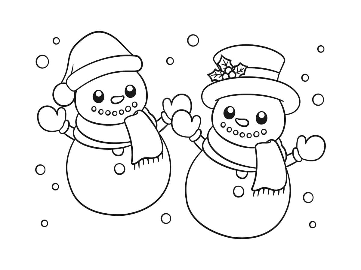 coloriage bonhommes de neige