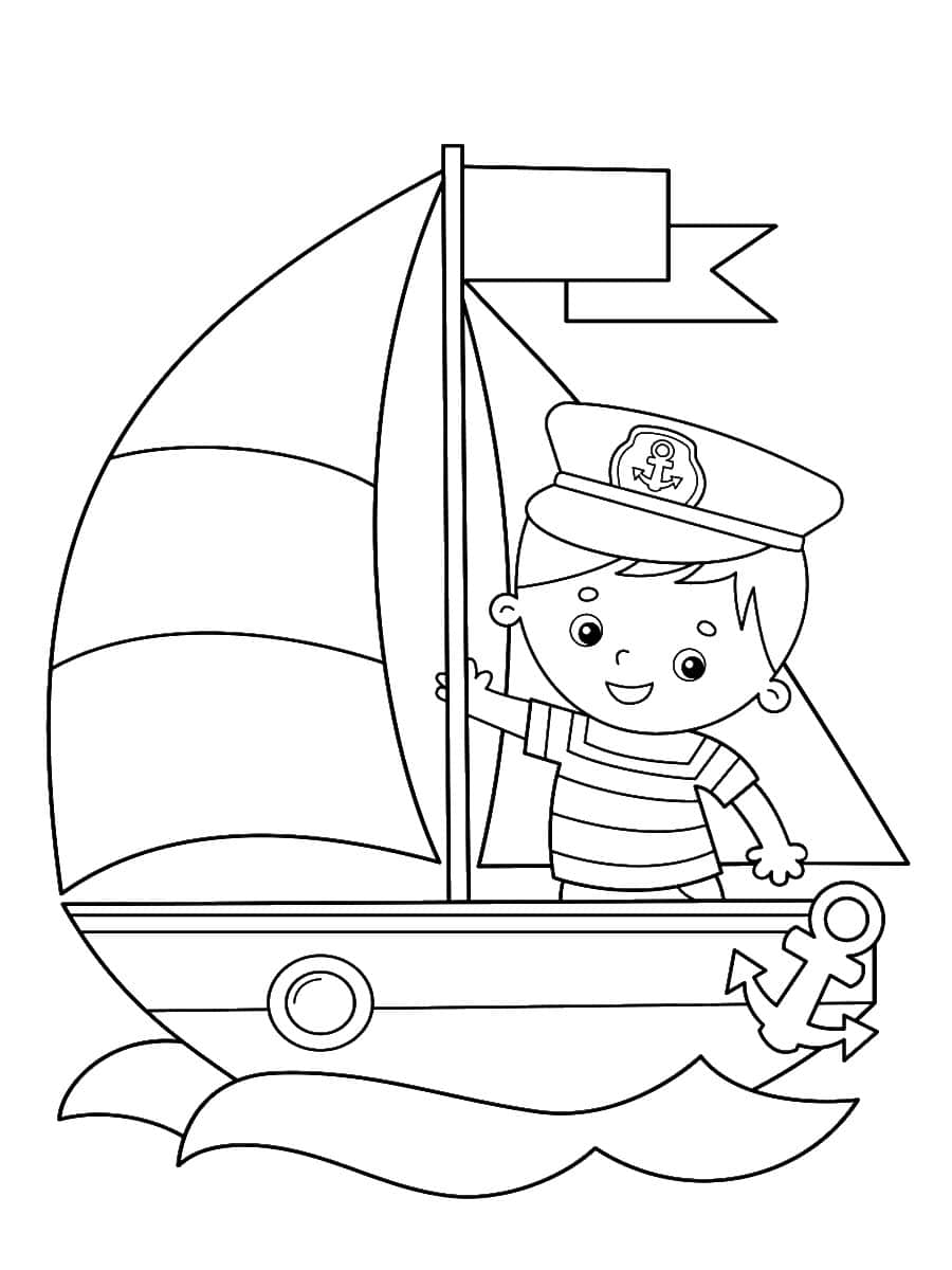 coloriage capitaine bateau