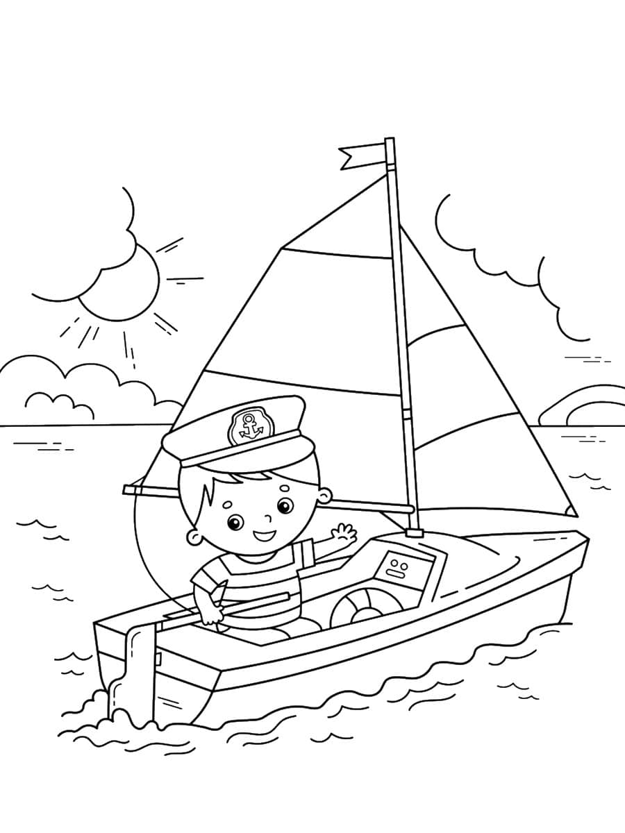 capitaine de bateau à colorier