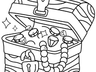 coloriage coffre tr&eacute;sor