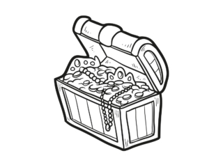 coffre tr&eacute;sor coloriage