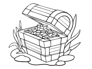 coloriage coffre tr&eacute;sor