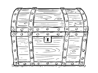 coloriage coffre tr&eacute;sor ferm&eacute;