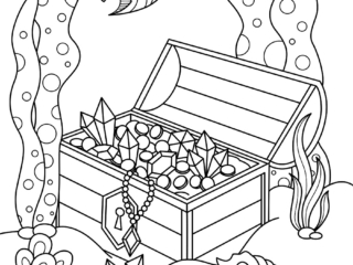 coloriages coffre tr&eacute;sor