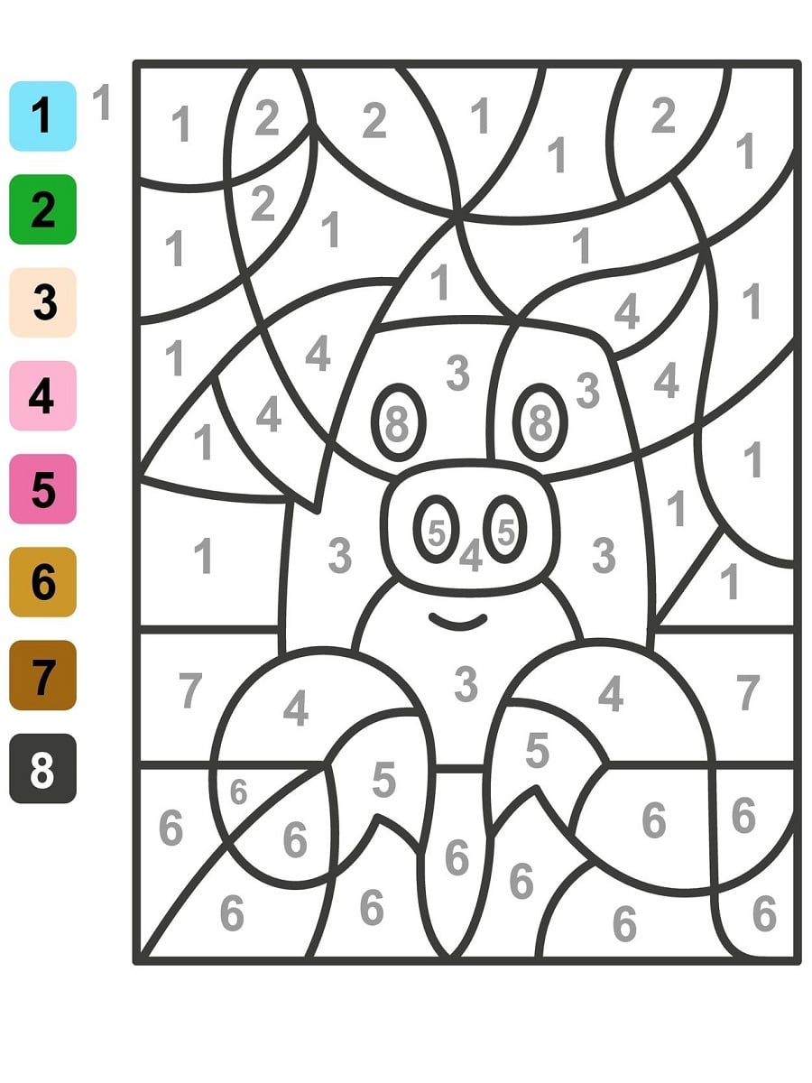coloriage cochon par numéro