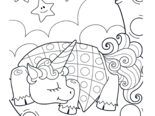 coloriage licorne endormie