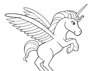 coloriage licorne ail&eacute;e
