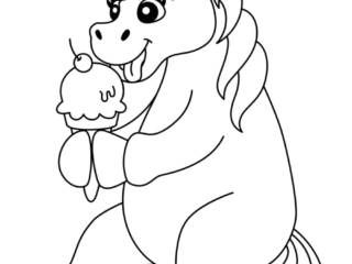 coloriage licorne mange une glace