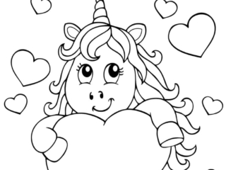 coloriage licorne coeur
