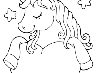 coloriage licorne coeur
