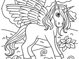 coloriage licorne ail&eacute;e