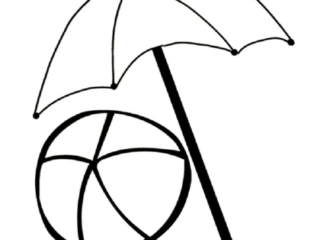 coloriage parasol et ballon de plage