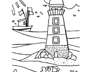 coloriage phare mer