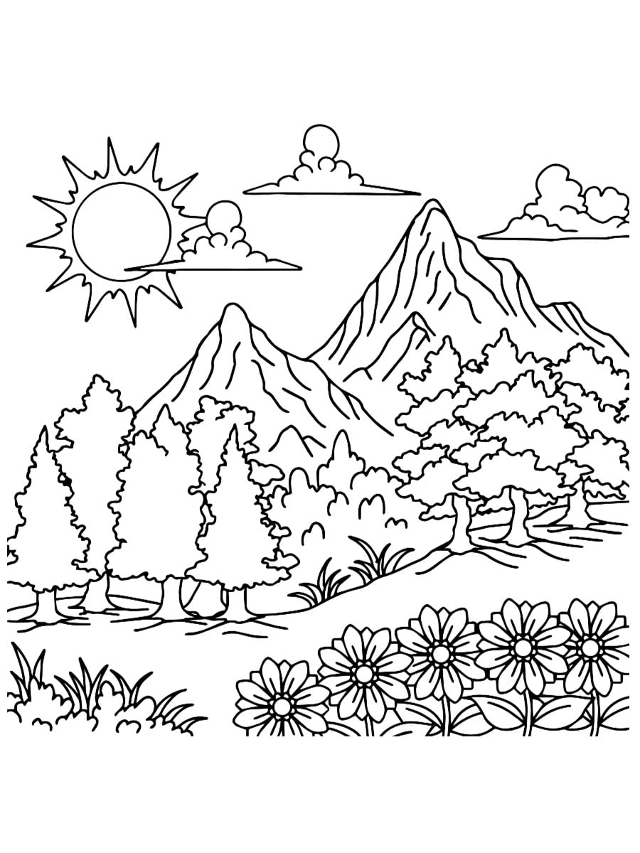 coloriage montagnes