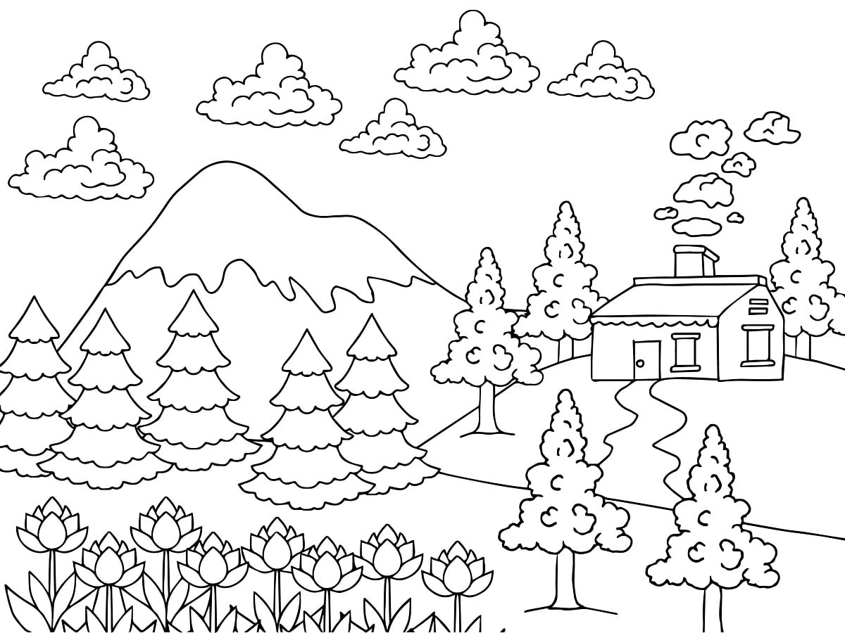 coloriage montagne