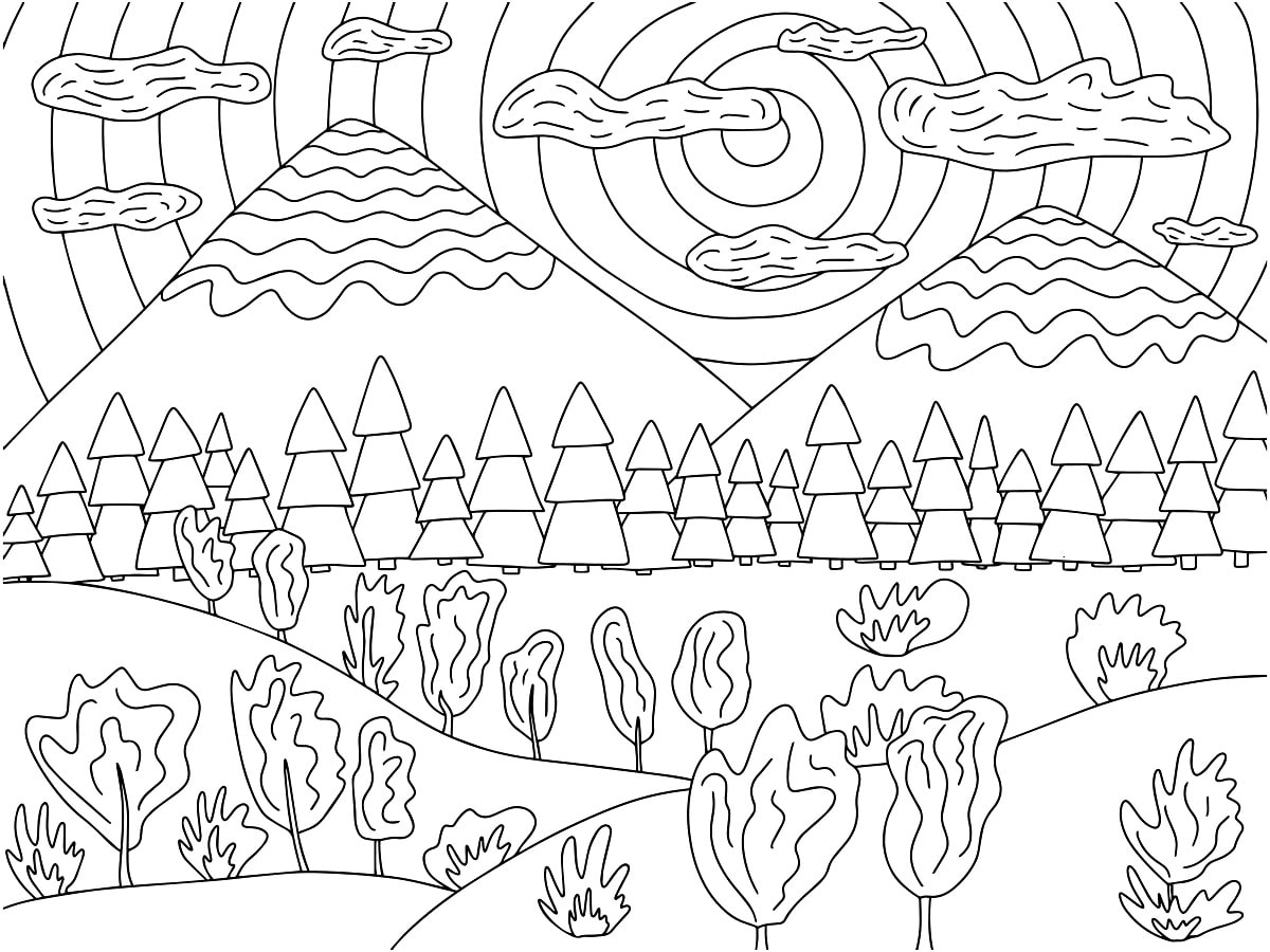 beau coloriage de montagnes