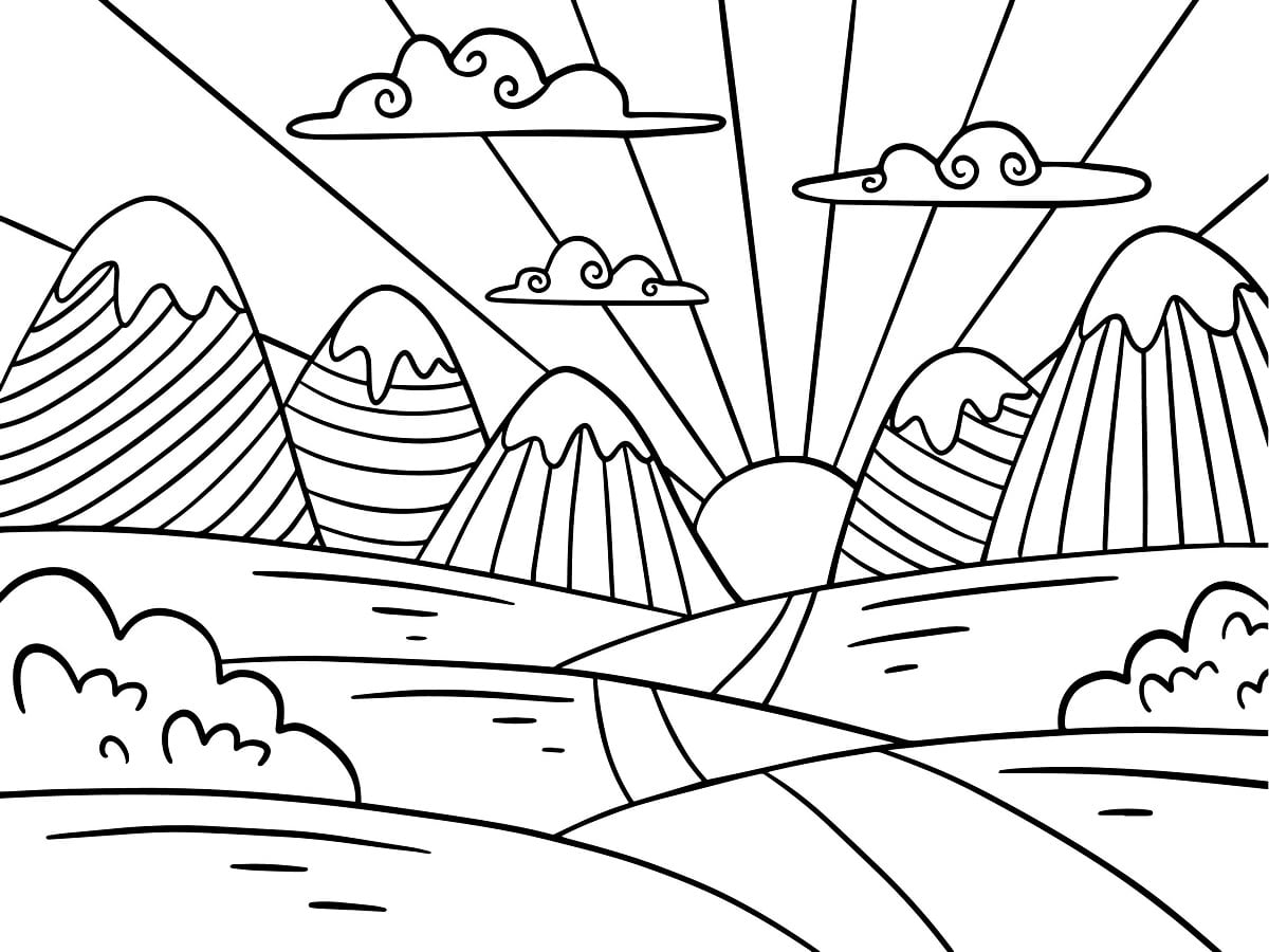 coloriage montagnes