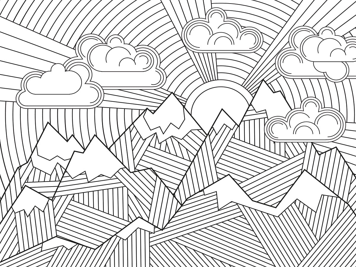 coloriage montagne adulte