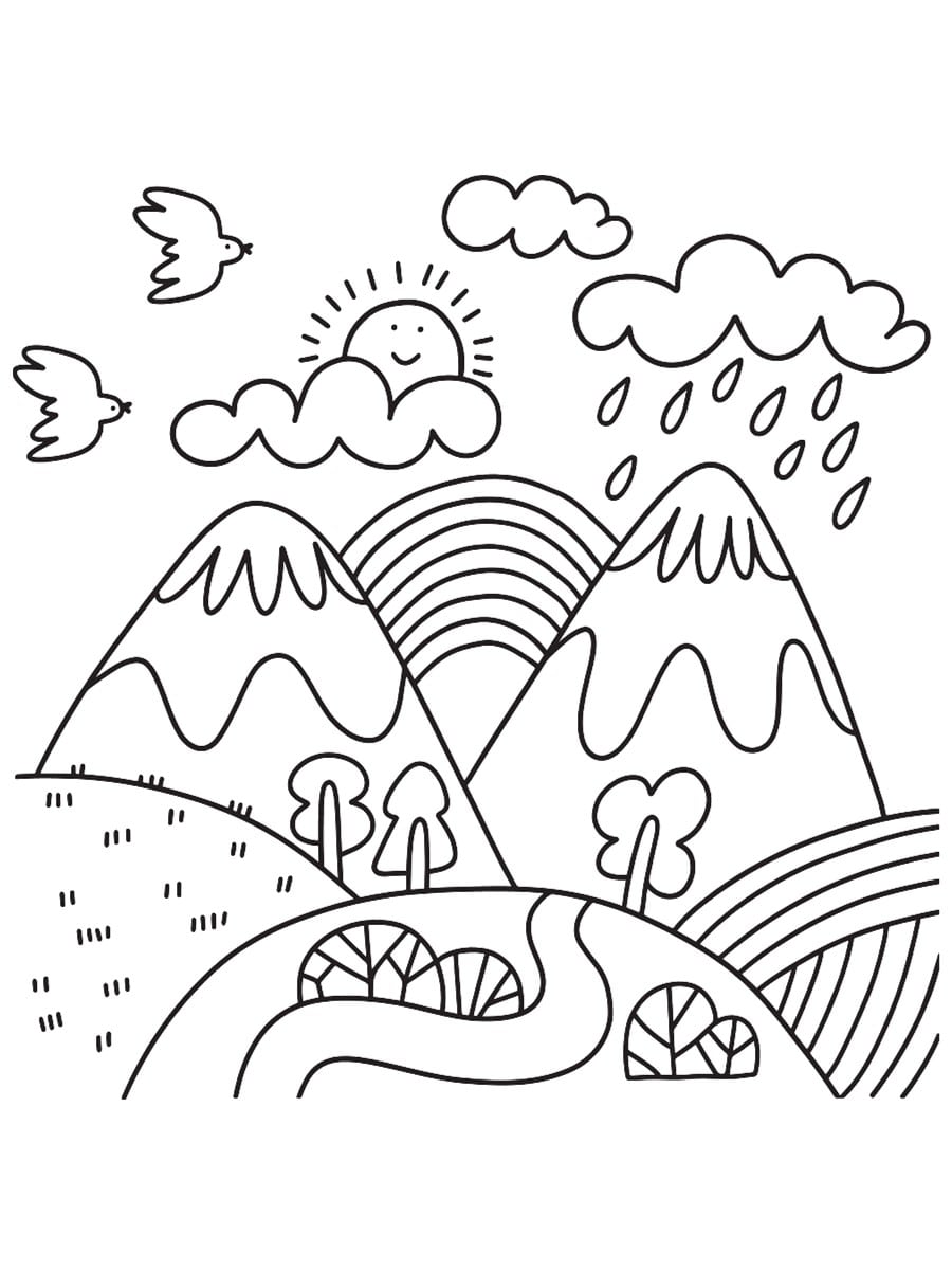 coloriage montagne facile
