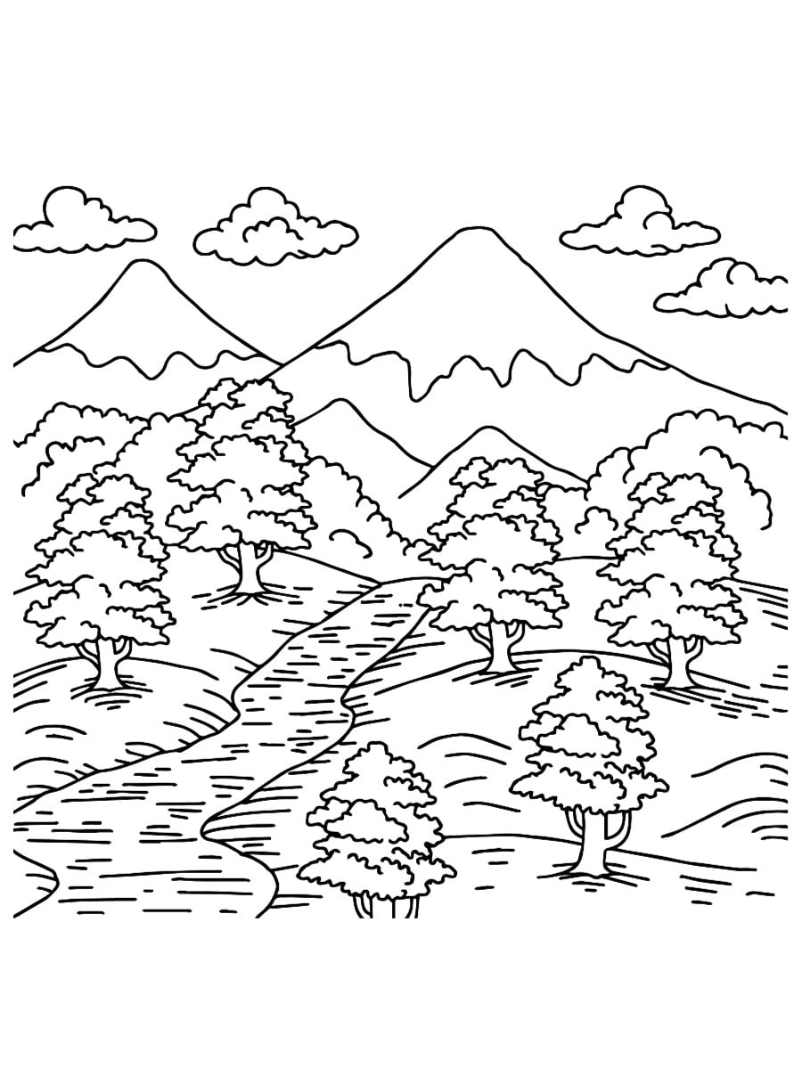 coloriage montagne