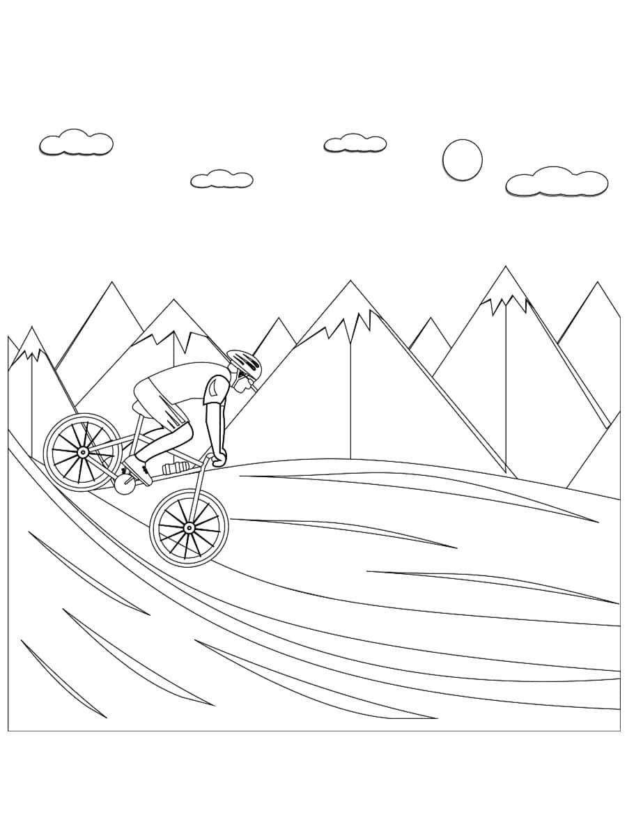 coloriage vtt en montagne