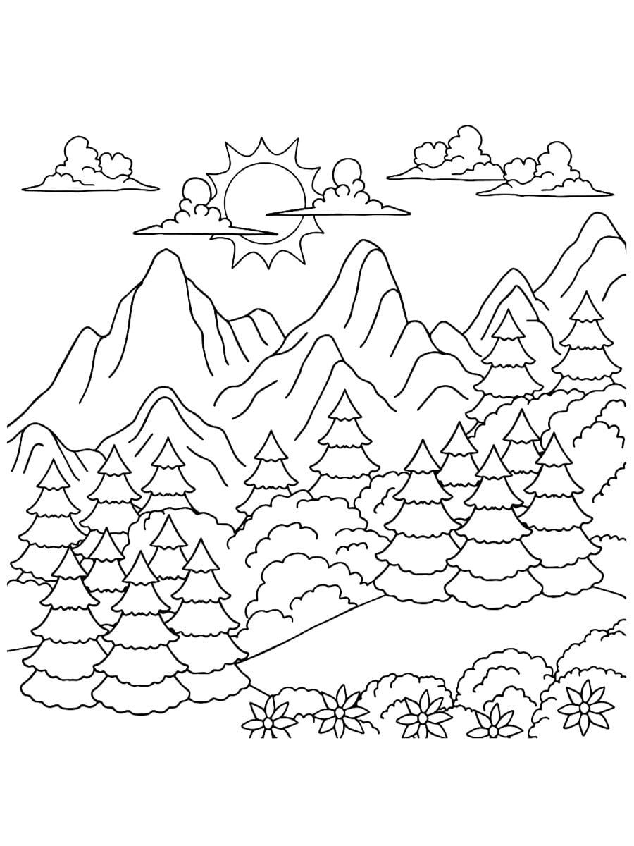 coloriage de montagne
