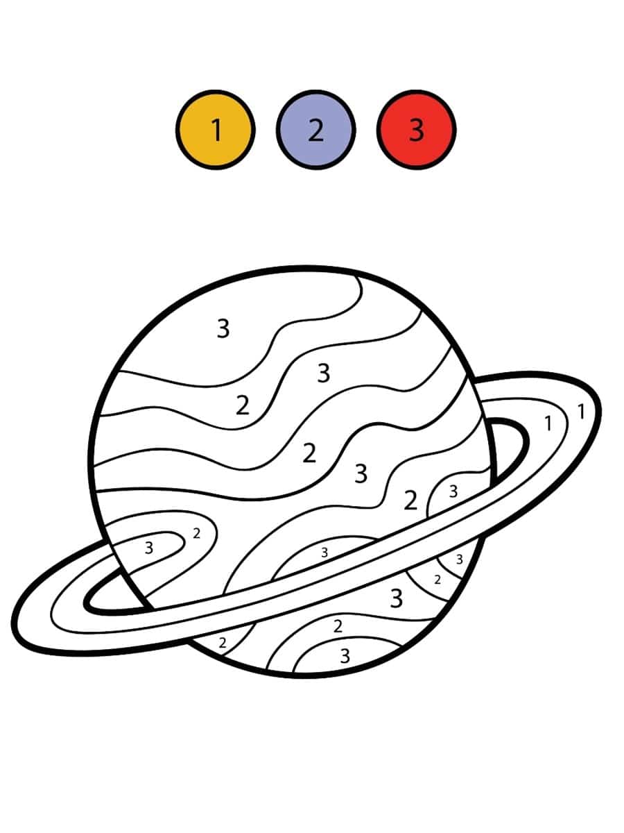 coloriage par numéro planète