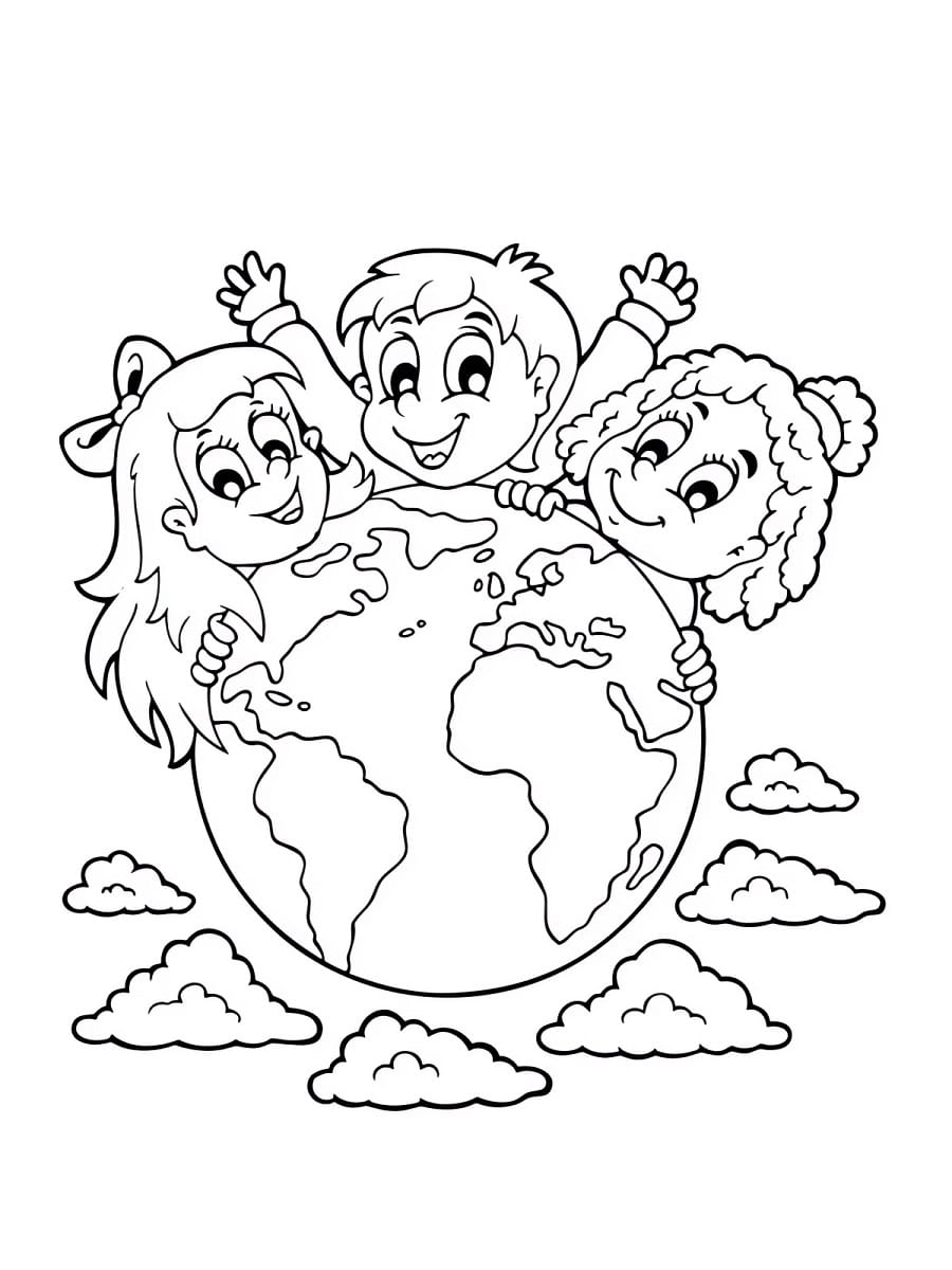 coloriage enfants planète terre