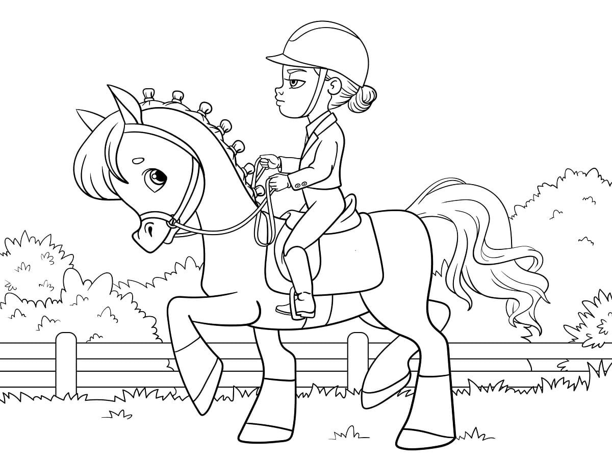 coloriage équitation poney
