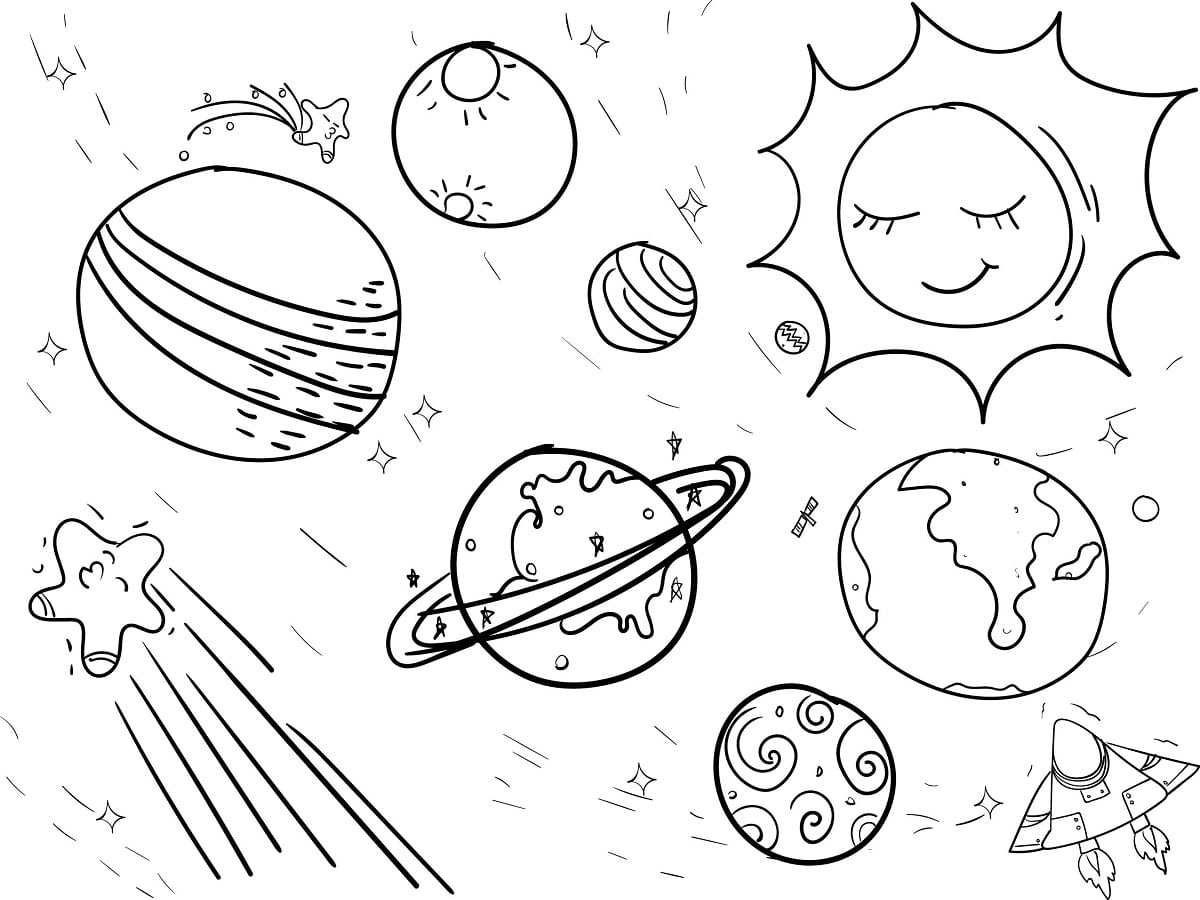 dessin soleil et planètes