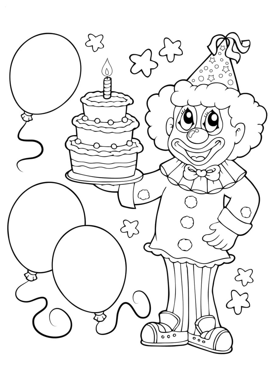 coloriage clown anniversaire