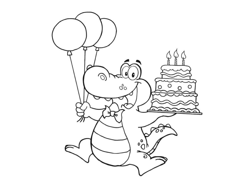 coloriage crocodile anniversaire