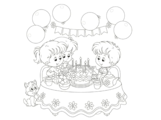 coloriage f&ecirc;te d'anniversaire