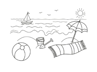 coloriage mer plage