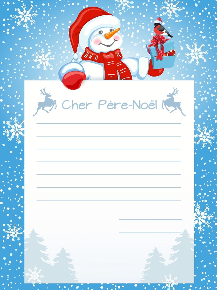 Enveloppe à imprimer pour écrire au Père Noël - Thème neige