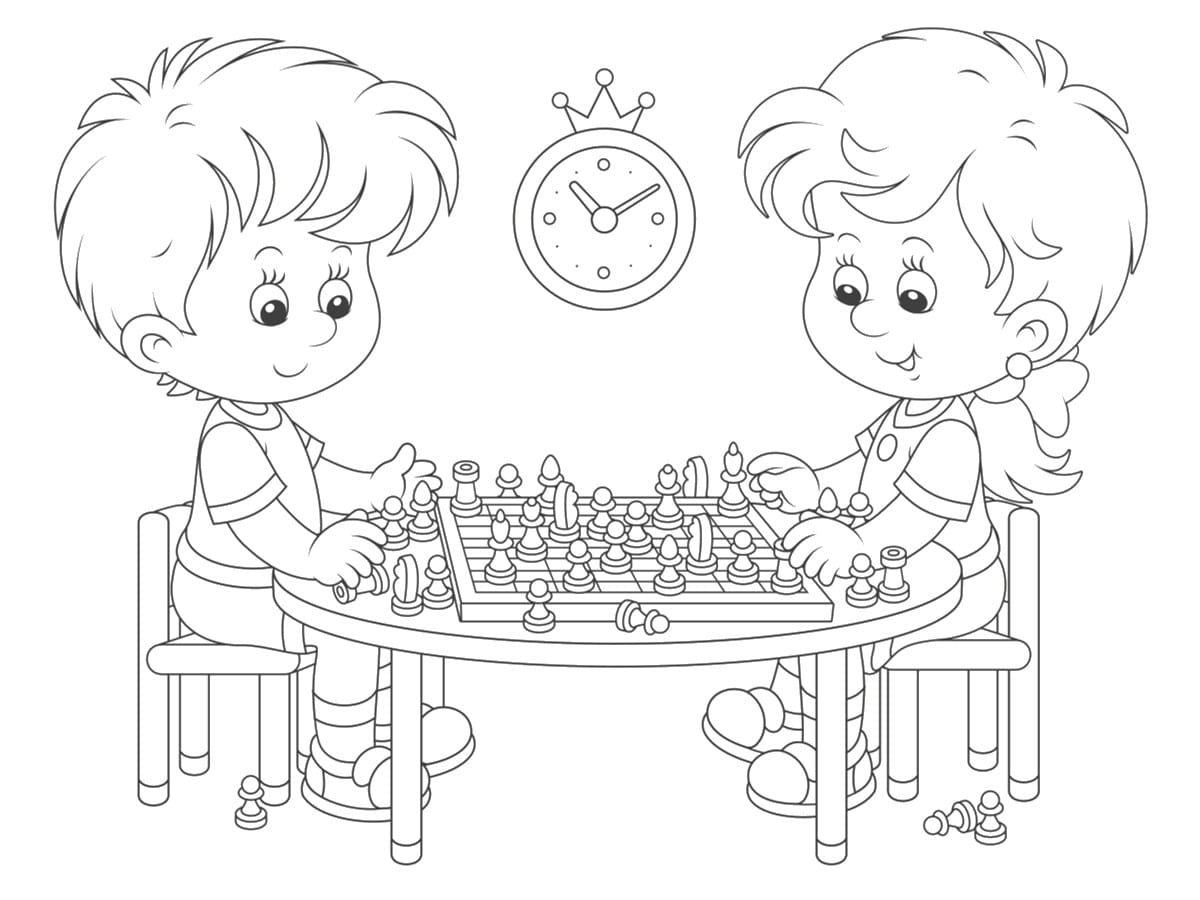 coloriage enfants jeu échecs