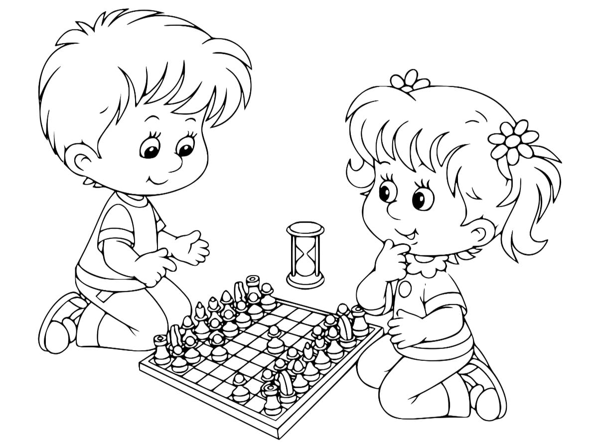 enfants jeu échec dessin
