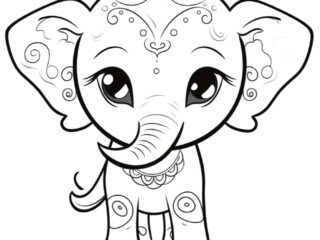 coloriage kawaii éléphant
