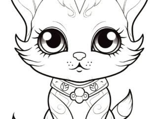 coloriage kawaii chat